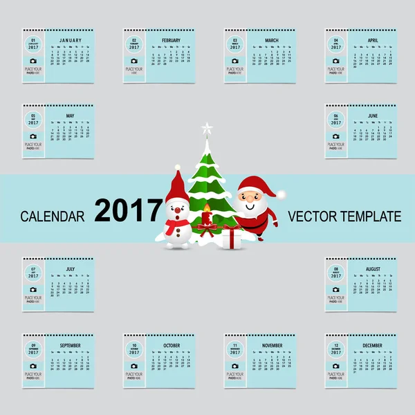 2017 Planificador de calendario, plantilla de diseño de vectores. Conjunto de 12 meses . — Vector de stock