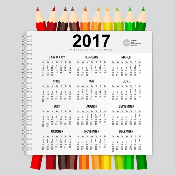 2017 Calendar planner, vector design template. Set of 12 months. — Stock Vector