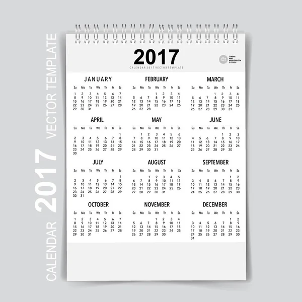 2017 Planificador de calendario, plantilla de diseño de vectores. Conjunto de 12 meses . — Vector de stock