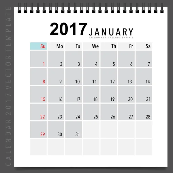 2017 Планувальник календарів векторний дизайн, щомісячний шаблон календаря f — стоковий вектор
