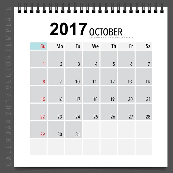 2017 Progettazione vettoriale calendario pianificatore, modello di calendario mensile f — Vettoriale Stock