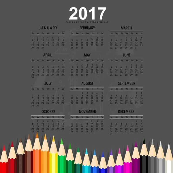 2017 Планировщик календарей, шаблон векторного дизайна. Комплект из 12 месяцев . — стоковый вектор