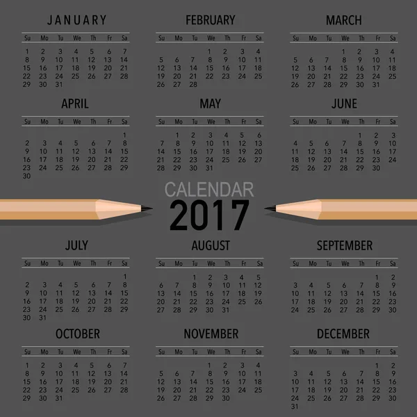 2017 planner kalendarz, wektor szablon projektu. Zestaw 12 miesięcy. — Wektor stockowy