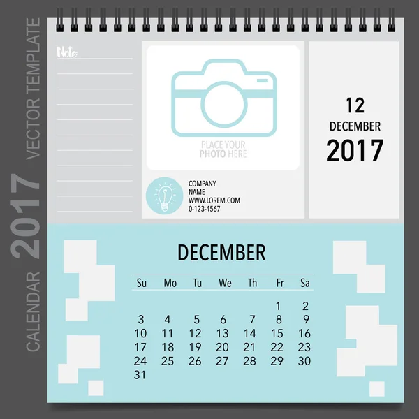 2017 kalender planner vector design, maandelijkse kalender sjabloon f — Stockvector