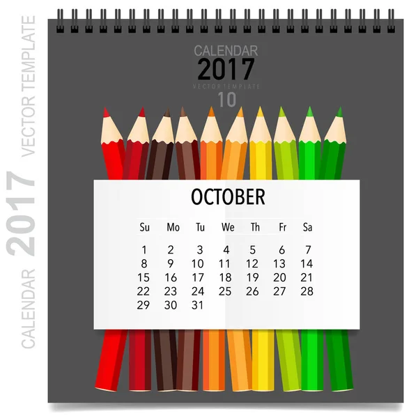 2017 Calendar planner vector design, monthly calendar template f — Stock Vector