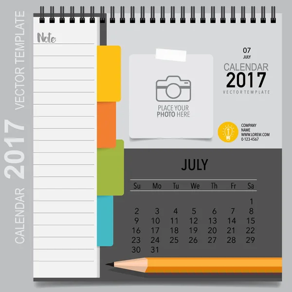 2017 kalender planner vektor design, månatliga kalender mall f — Stock vektor