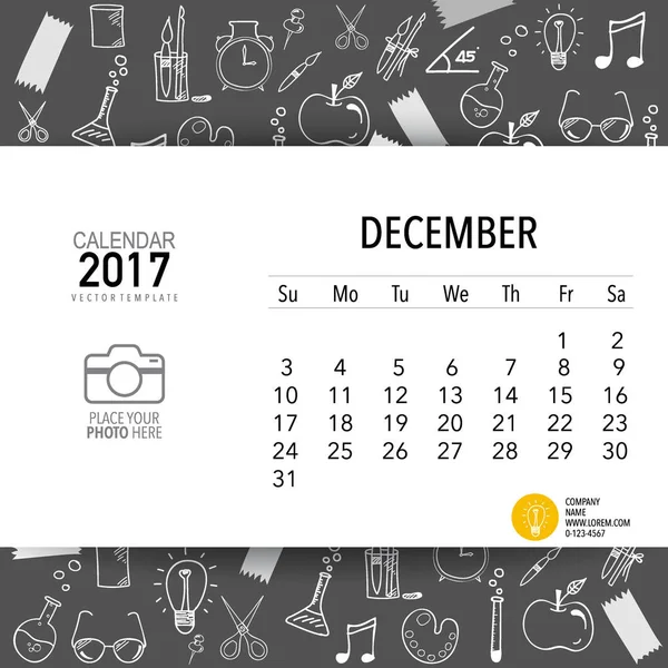 2017 naptár tervező vector design, havi naptár sablon f — Stock Vector