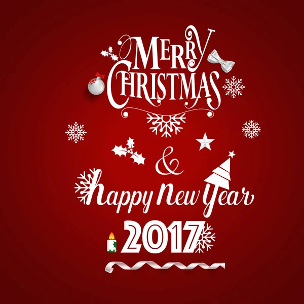 Feliz Natal e Feliz Ano Novo 2017 Cartão, vetor il — Vetor de Stock