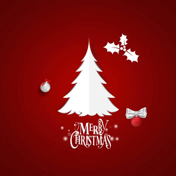 Feliz Natal cartão de saudação com origami árvore de Natal, vecto —  Vetores de Stock