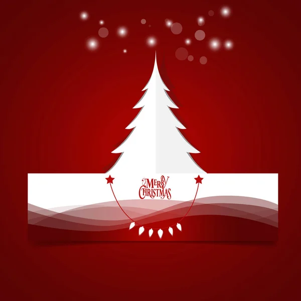 Buon Natale biglietto di auguri con origami albero di Natale, vecto — Vettoriale Stock