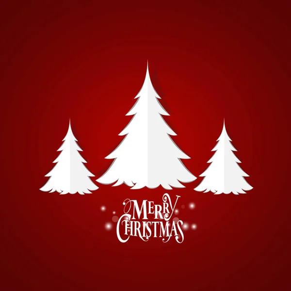快乐圣诞贺卡与折纸圣诞树，vecto — 图库矢量图片