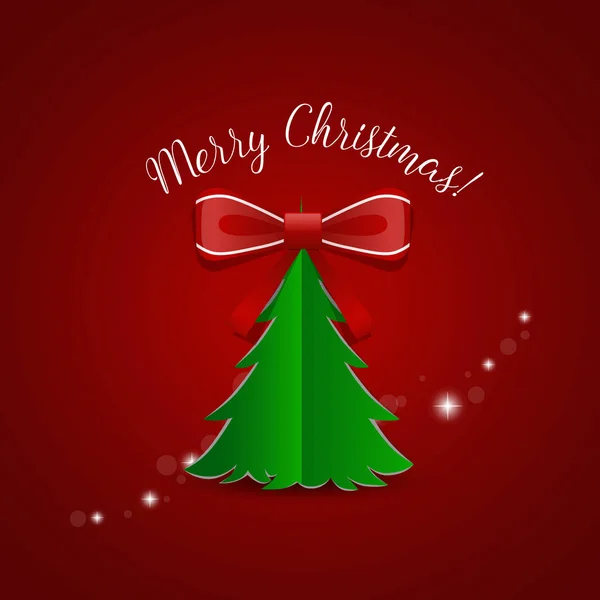 Buon Natale biglietto di auguri con albero di Natale, vettoriale illust — Vettoriale Stock