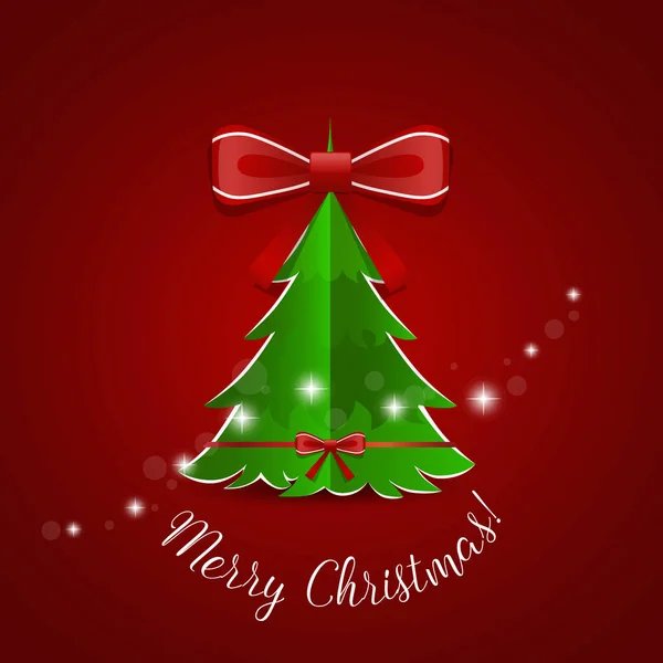 快乐圣诞贺卡与圣诞树，矢量插图 — 图库矢量图片