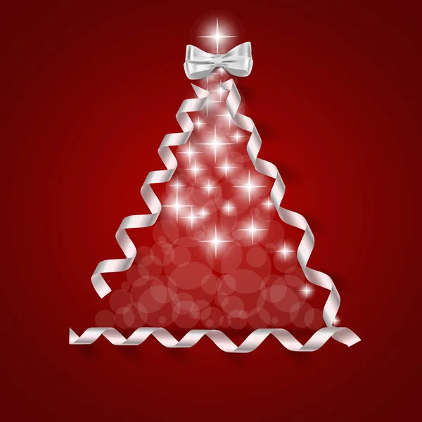 Feliz Navidad tarjeta de felicitación con árbol de Navidad, vector illust — Archivo Imágenes Vectoriales