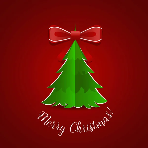 Feliz Natal cartão de saudação com árvore de Natal, vetor illust — Vetor de Stock