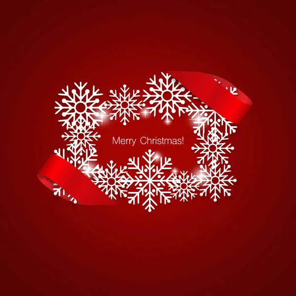 Feliz Natal cartão de saudação com flocos de neve, vector illustrati —  Vetores de Stock