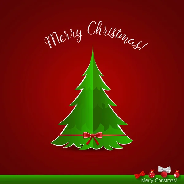 Feliz Natal cartão de saudação com árvore de Natal, vetor illust — Vetor de Stock