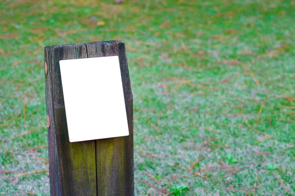 Wood sign on grass — Stock Photo, Image