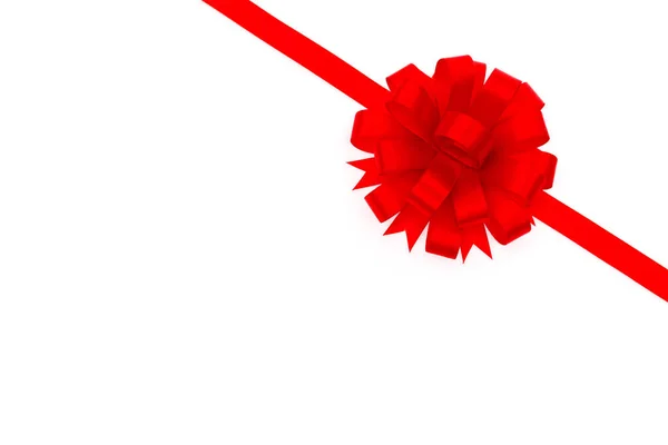 Shiny red ribbon on white background with copy space. — Stock Photo, Image