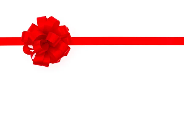 Shiny red ribbon on white background with copy space. — Stock Photo, Image