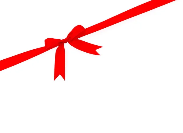 Shiny red ribbon on white background with copy space. — Stock Photo, Image