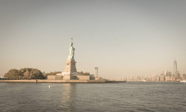 Statue of Liberty, New York City , USA ( Filtered image processed vintage effect. )