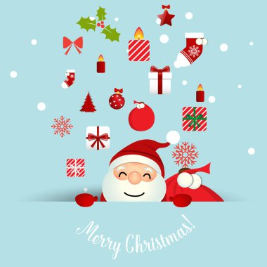 Noel Noel Baba ile Noel tebrik kartı. Vektör illus