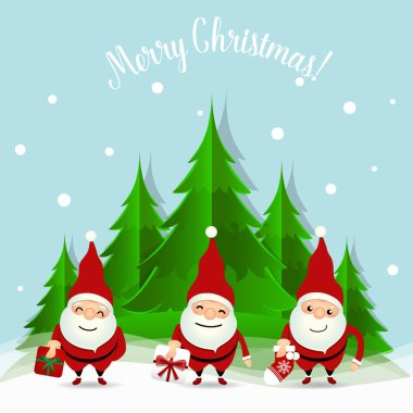 Noel Noel Baba ile Noel tebrik kartı. Vektör illus