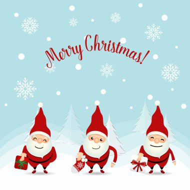 Noel Noel Baba ile Noel tebrik kartı. Vektör illus