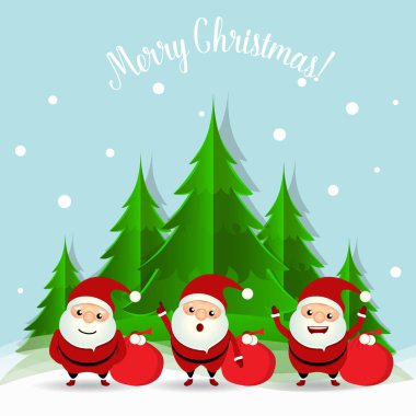 Noel Noel Baba ile Noel tebrik kartı. Vektör illus