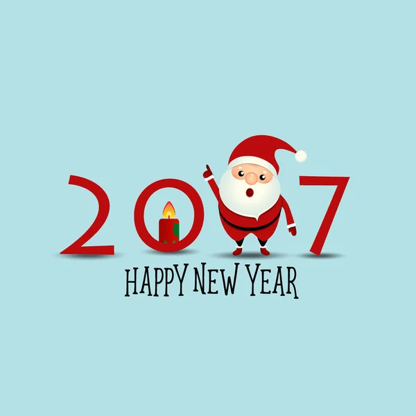 メリー クリスマスと幸せな新年 2017 サンタとグリーティング カード — ストックベクタ