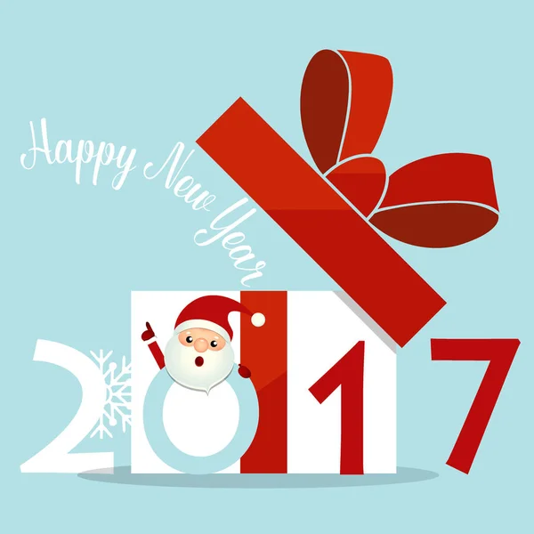 Buon Natale e felice anno nuovo 2017 Biglietto di auguri con Babbo Natale — Vettoriale Stock