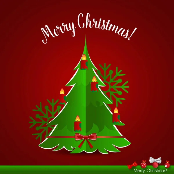 Χριστούγεννα ευχετήρια κάρτα με το χριστουγεννιάτικο δέντρο και τα Χριστούγεννα decora — Διανυσματικό Αρχείο