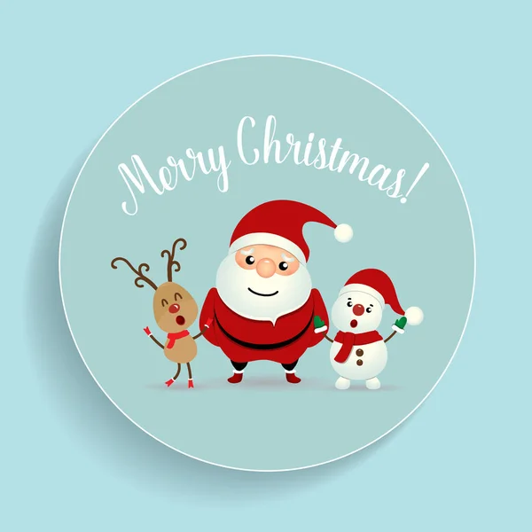 Tarjeta de felicitación de Navidad con Papá Noel, muñeco de nieve y — Vector de stock