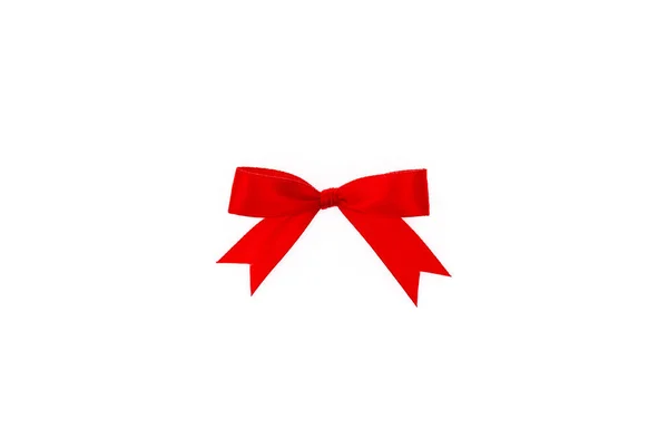 Shiny red ribbon on white background with copy space. — Stock Photo, Image