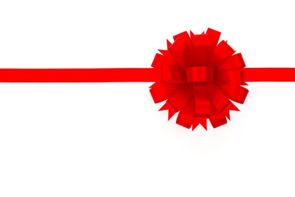 Shiny red ribbon on white background with copy space. — Stock Photo, Image