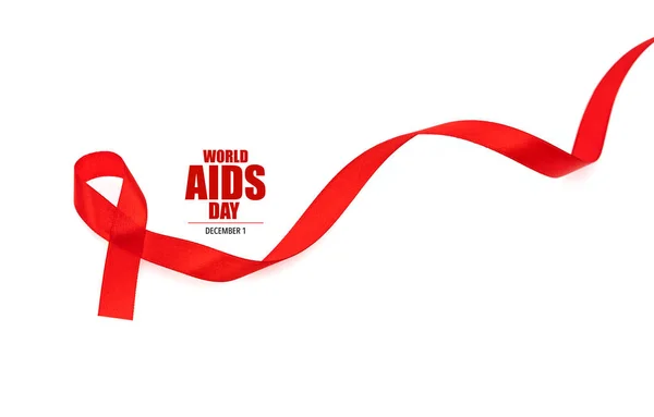 Aids Awareness Red heart Ribbon isolated on white background . — Stock Photo, Image