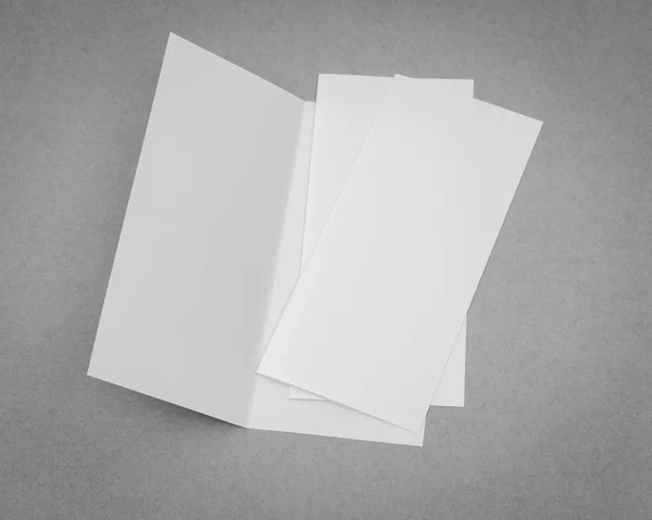Bifold vit mall papper på grå bakgrund . — Stockfoto