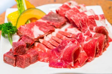 Pişmemiş çiğ et. .