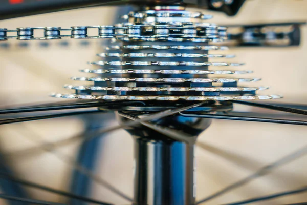 Close up de engrenagens de bicicleta — Fotografia de Stock