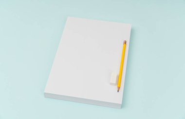 Boş afiş poster, broşür mockup, A4, bize-mektup, kalem ile  