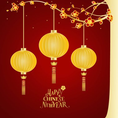 Çin yeni yıl arka plan tasarımı. Vektör İllüstrasyonu