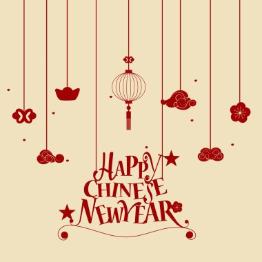 Çin yeni yılı yazı ve Çin yeni yılı dekoratif eleme