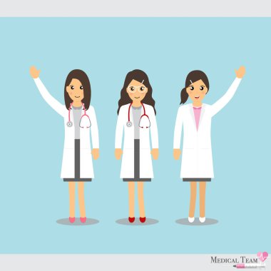 Çizgi film sağlık ekibi (diş hekimi, doktor ve sağlık personeli kümesi 