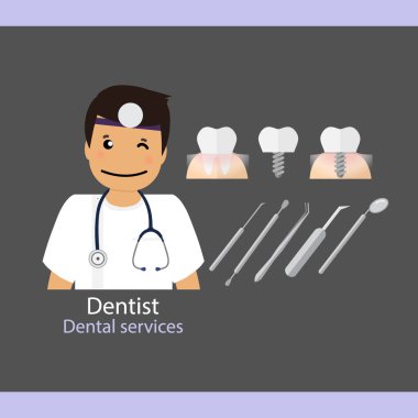 Tıbbi diş arka plan. Diş hekimi diş ile. Vektör illustrati