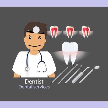 Tıbbi diş arka plan. Diş hekimi diş ile. Vektör illustrati