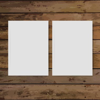 Katalog, dergi boş, sahte ahşap arka plan üzerinde kitap. Vektör