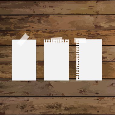 Boş beyaz Not kağıtları, mesajınız için hazır. Vektör illustra