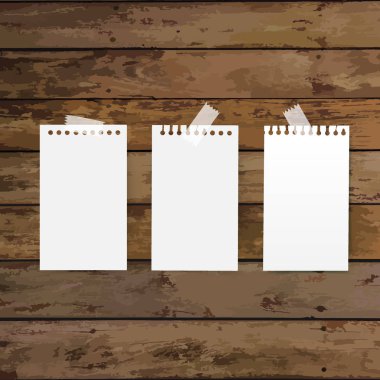 Boş beyaz Not kağıtları, mesajınız için hazır. Vektör illustra