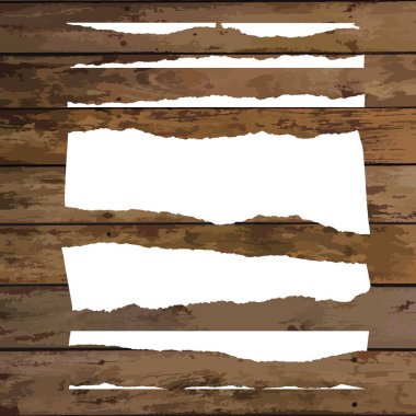 Çeşitli beyaz yırtık Not belgeler kümesi. Vektör çizim